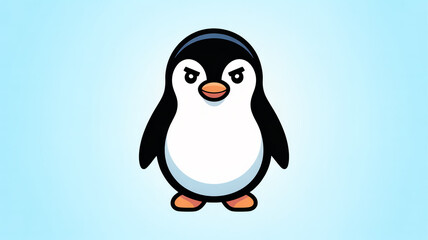 Fototapeta premium Cute Cartoon Penguin on the Beach Vector Illustration, Funny Baby Penguin Standing on White Background with Antarctic Wildlife, Ice, Snow, Winter and Christmas Concept