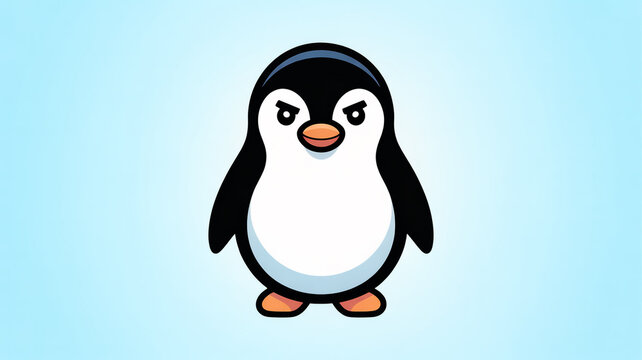 Cute Cartoon Penguin on the Beach Vector Illustration, Funny Baby Penguin Standing on White Background with Antarctic Wildlife, Ice, Snow, Winter and Christmas Concept