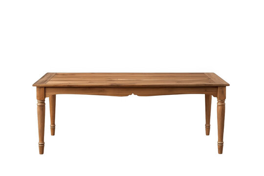 Classic rectangular wooden dining table isolated on transparent background