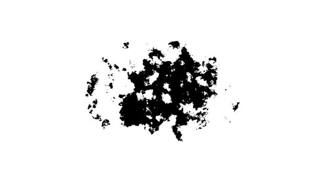 Black ink splash flowing and expanding across a dark white background, creating organic watercolor patterns, grunge brush strokes and liquid paint textures, creative transition animation, 4k video