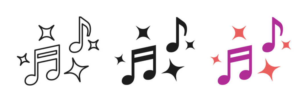 Music note icon set collection in flat style. Musical key vector illustration on isolated background. Audio piano sign business concept.