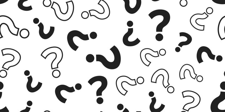 Question mark icon in seamless pattern flat style. Asking questions vector illustration on isolated background. Asking sign business concept.
