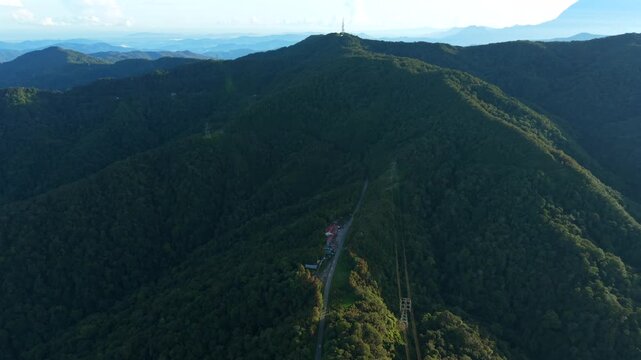 Aerial footage of Tropical rainforest beautiful nature landscape. Lush of evergreen jungle with dense rainforest at Sabah, Borneo