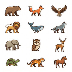 Obraz premium Animals logos collection. Animal logo set. Isolated on White background