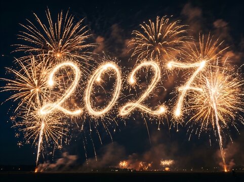 Fireworks displaying 2027 celebration