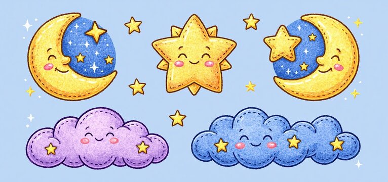 Smiling crescent moon and cozy bedtime symbols promoting restful sleep awareness.