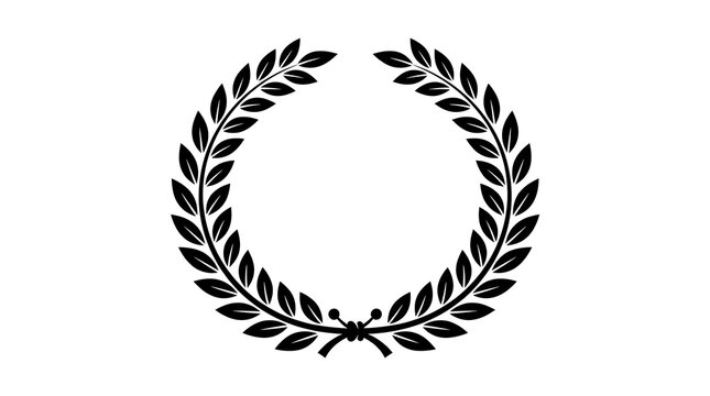 Black laurel wreath symbol flat design