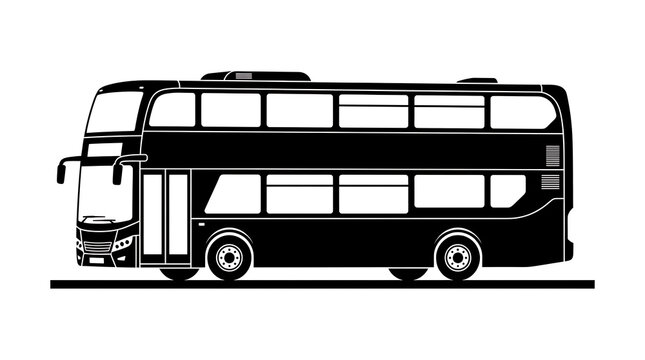 Double-decker bus driving on road