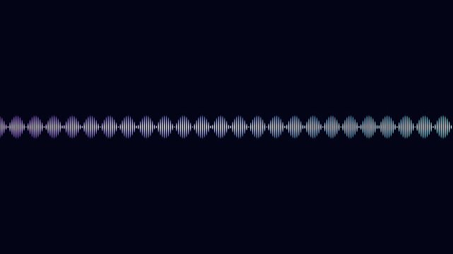 Horizontal digital halftone dotted audio soundwave spectrum line on dark background