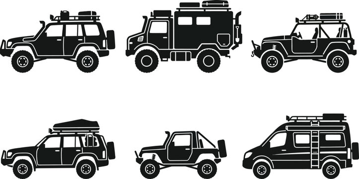 Emergency Rescue and Fire Service Vehicle Outline Icons