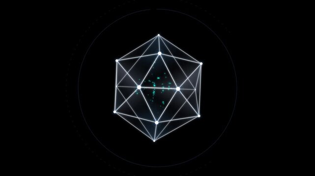 3D Diamond Cube Icon on Black Background, Geometric Star Shape Symbol, Modern Vector Design for Technology, Religion, Mail and Abstract Concepts