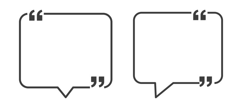Minimalist vector speech bubble icons with quotation marks for testimonials, quotes, or social media content.