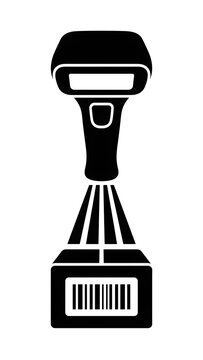 Handheld Barcode Scanner Reading Package Label Icon