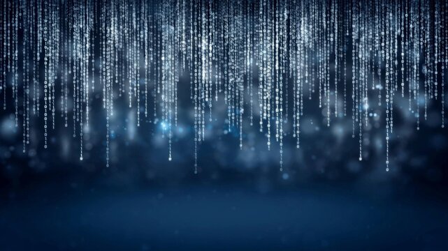 Gray binary rain abstract background with copy space