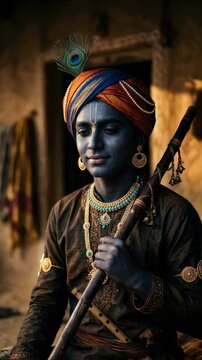 Sacred avatar representation: Lord Krishna, divine Govinda, peaceful Gopala, blessed Madhava, eternal Keshava, serene Hari, graceful Shyam, gentle Kanha, worship Murari.