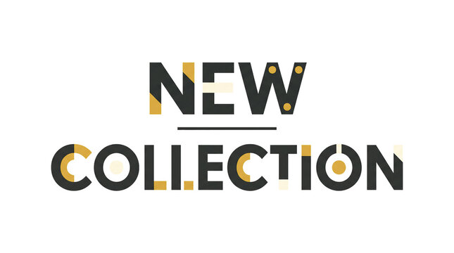 New collection lettering in bold typography on transparent background. Retail launch announcement and promotional graphic. Product release campaign and contemporary branding design.