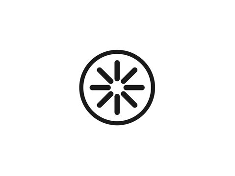 Minimalist loading icon on white background, black circular progress symbol, simple geometric buffer graphic for web interface design