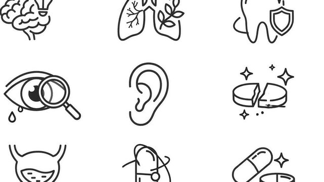 Medical Icon Set Motion Graphics with Dna and Pills