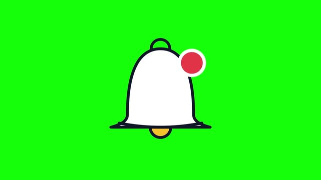 Notification Bell Icon with Yellow Clapper on Green Screen