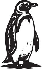 Obraz premium Black and White Penguin Vector Illustration, Minimalist Penguin Silhouette Icon