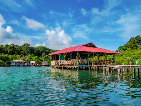 Restaurant on the water, Bastimentos Island, Bocas del Toro Province, Panama