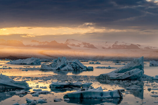 Glacial ice in Jokulsarlon Lagoon in Iceland