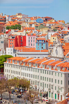 Pra&ccedil;a Dom Pedro IV (Rossio Square), elevated view, Lisbon, Portugal