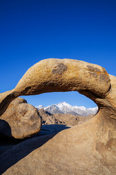 Mobius Arch and Lone Pine Mountain, Alabama Hills, Eastern Sierra, California, USA