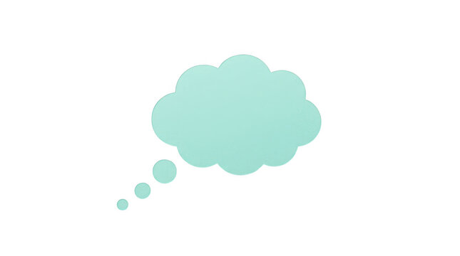 Light blue blank thought bubble speech cloud isolated on transparent background