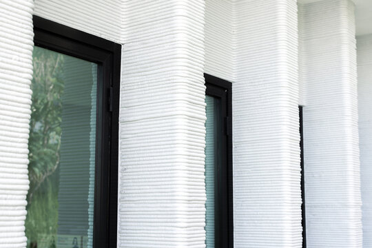 Concrete 3D Printed Building Wall Surface Texture Modern Innovative Architecture Exterior