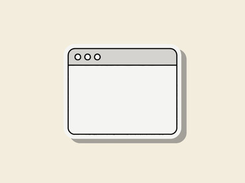 Simple web browser window icon sticker with grey fill and outline