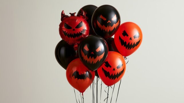 Scary halloween air balloon decoration for spooky party celebration with eerie balloon arrangement and festive seasonal atmosphere