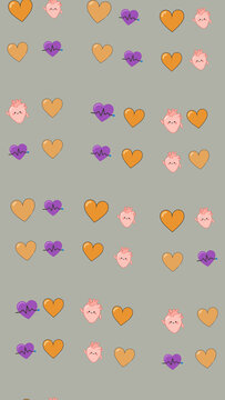 Cartoon hearts and ECG lines pattern