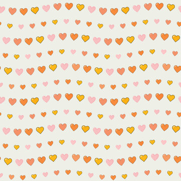 Seamless pattern of colorful hearts