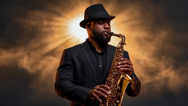 Saxophonist Silhouette Solo Stage Spotlight Smoke