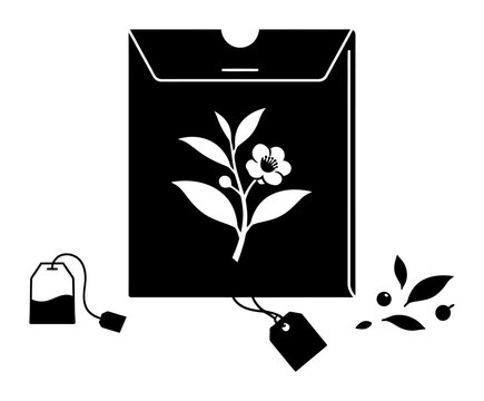 Tea Sample Envelope silhouette vector illustration for tea product sampling and food packaging