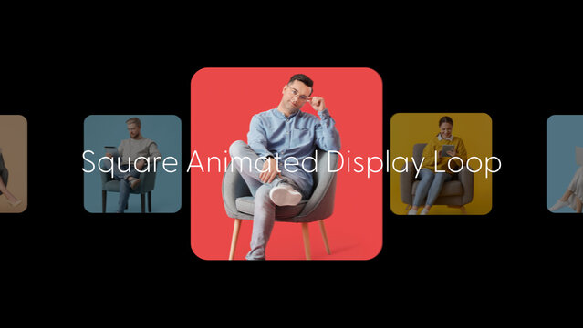 Square Animated Displays Loop 1 &ndash; Animated Square Displays, Looping Video Screens and Modern Multi Panel Motion Graphics for Promos, Presentations and Social Media