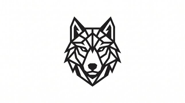 Geometric Wolf Head Logo With Angular Lines