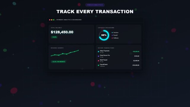 Payment analytics dashboard revealing balance card expenses donut revenue chart and transaction list