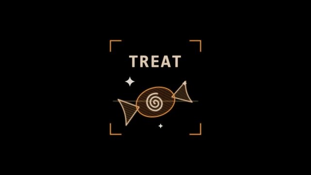 Wrapped candy with spinning swirl hologram HUD animation loop