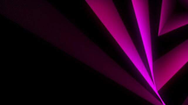 Abstract pink magenta geometric triangle background. Glowing neon lines sharp perspective graphics. Futuristic modern cyber stage animation.