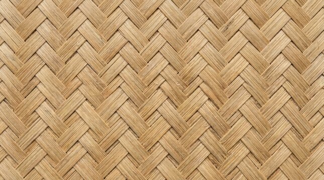 thai woven bamboo texture seamless Woven textured pattern featuring intersecting natural fibers in a herringbone design.