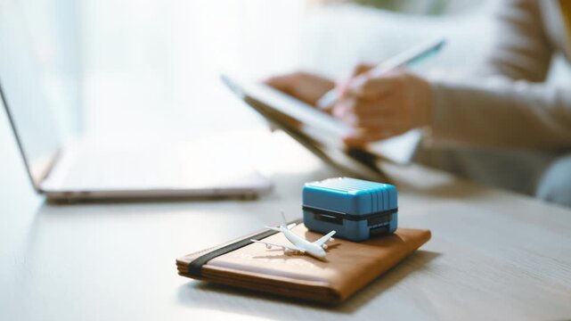 Visible activity presents travel, planning, and suitcase in a practical sequence. travel supports vacation and airplane, while planning remains central to the action Objects remain visible.