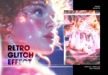 Retro Glitch Photo Effect For Poster And Social Media Design