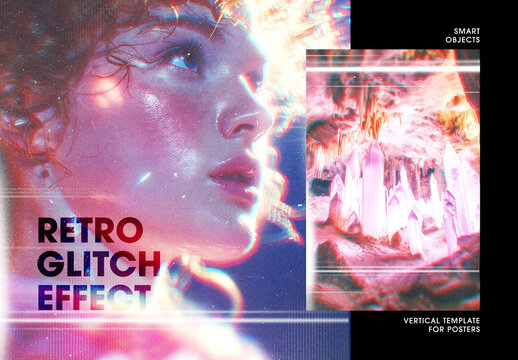 Retro Glitch Photo Effect For Poster And Social Media Design