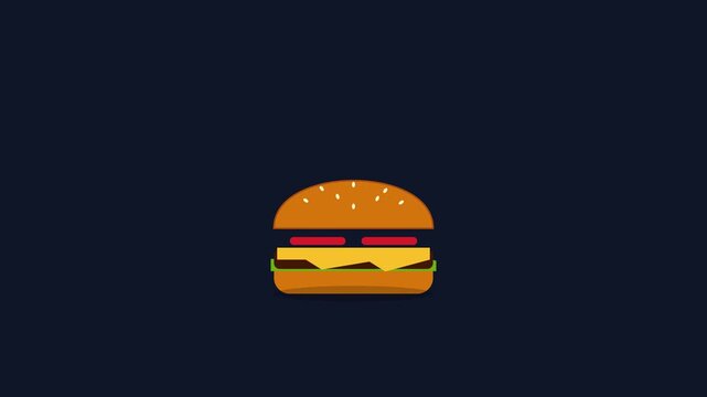 Minimalist Hamburger Icon Illustration Isolated on Dark Blue Background for Fast Food Branding and Menu Design