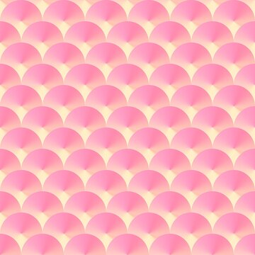 Modern geometric seamless wallpaper with repeating scallop fish-scale pattern, layered semicircles and soft gradients creating a stylish three-dimensional folded paper effect.