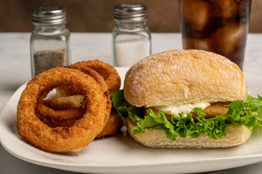 haddock  fillet derved on  a ciabatta roll