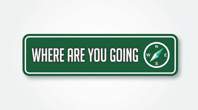 Green road sign with compass asking travel direction