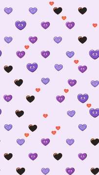 Cartoon Hearts Pattern with Faces